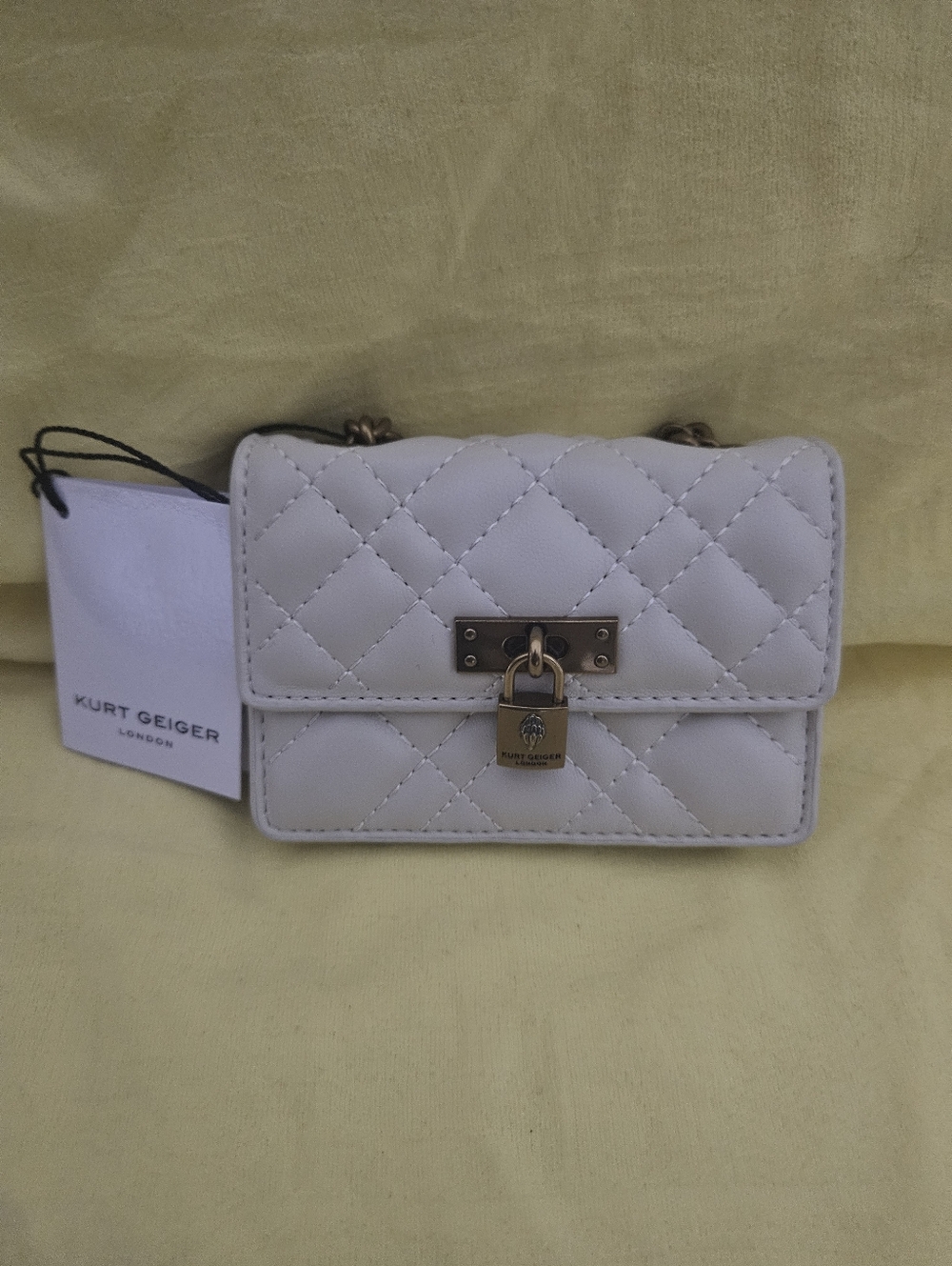 Kurt Geiger London Micro Brixton Quilted Shoulder Bag Bone